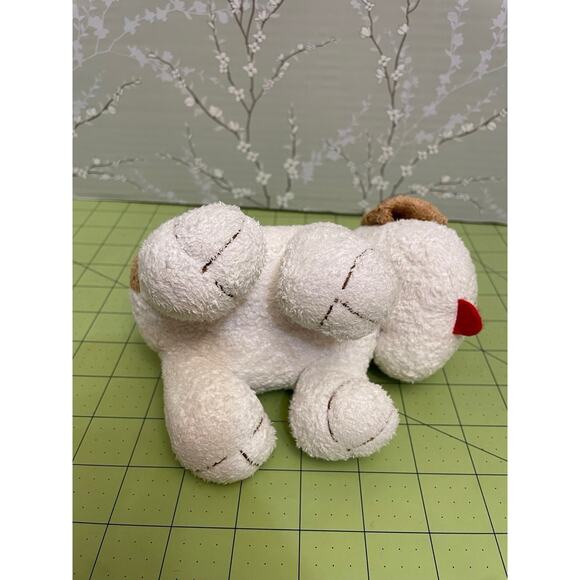 Old Navy 2004 Puppy Dog Lovey Rattle 7” Baby Plush Brown White HTF - Picture 5 of 8